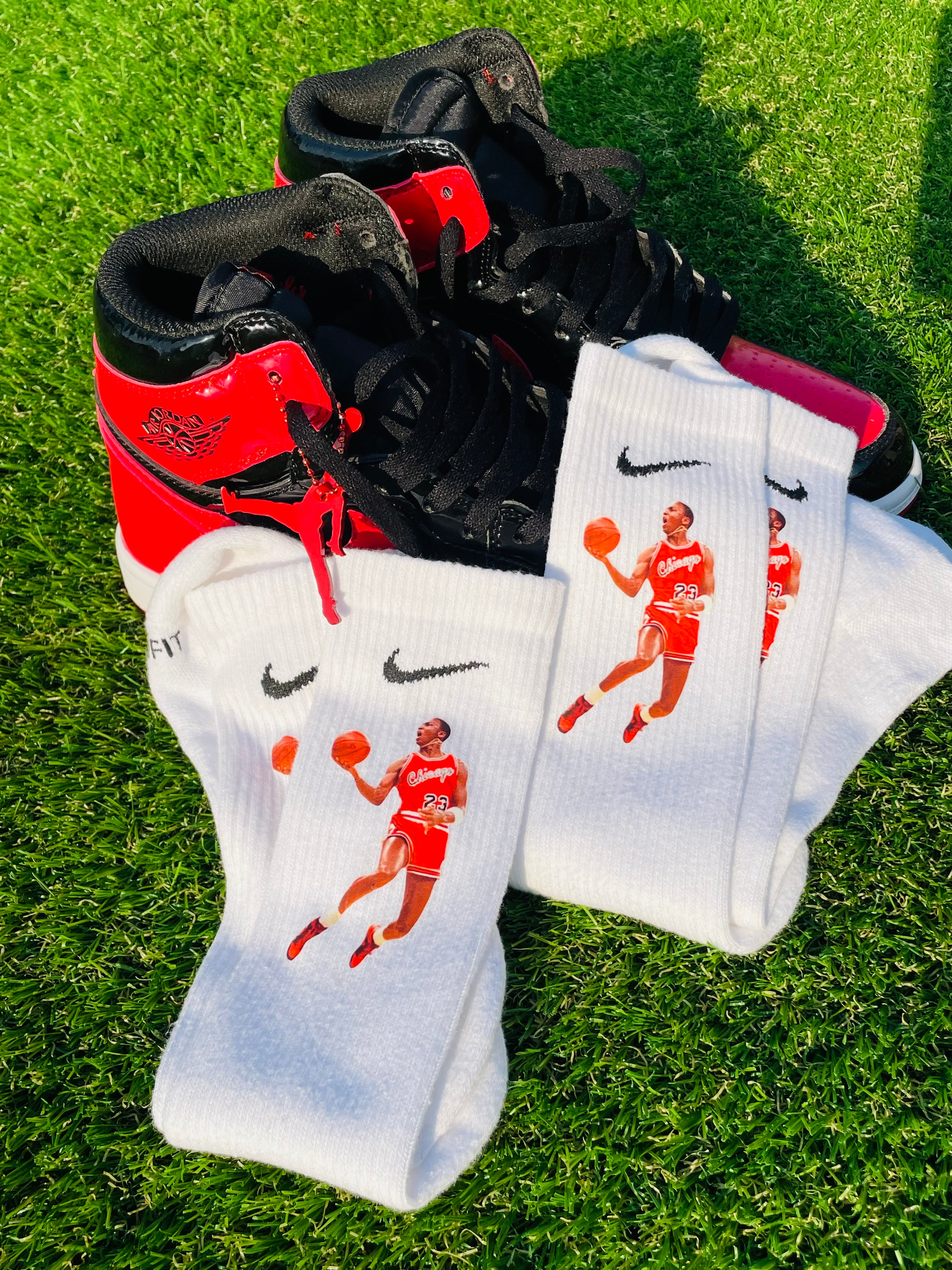 MJ 1985 Dunk Contest Socks - (White Dri-Fit)